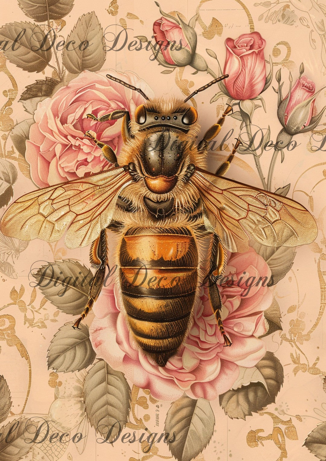 Fancy Bee 7 (#F072)-Decoupage Paper