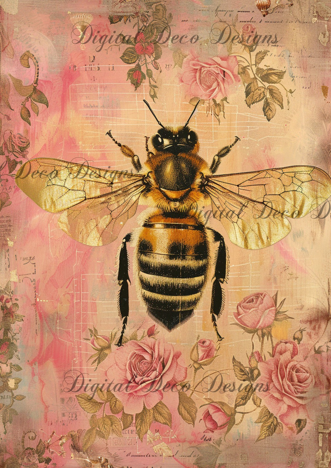 Fancy Bee 8 (#F073)-Digital Deco Designs