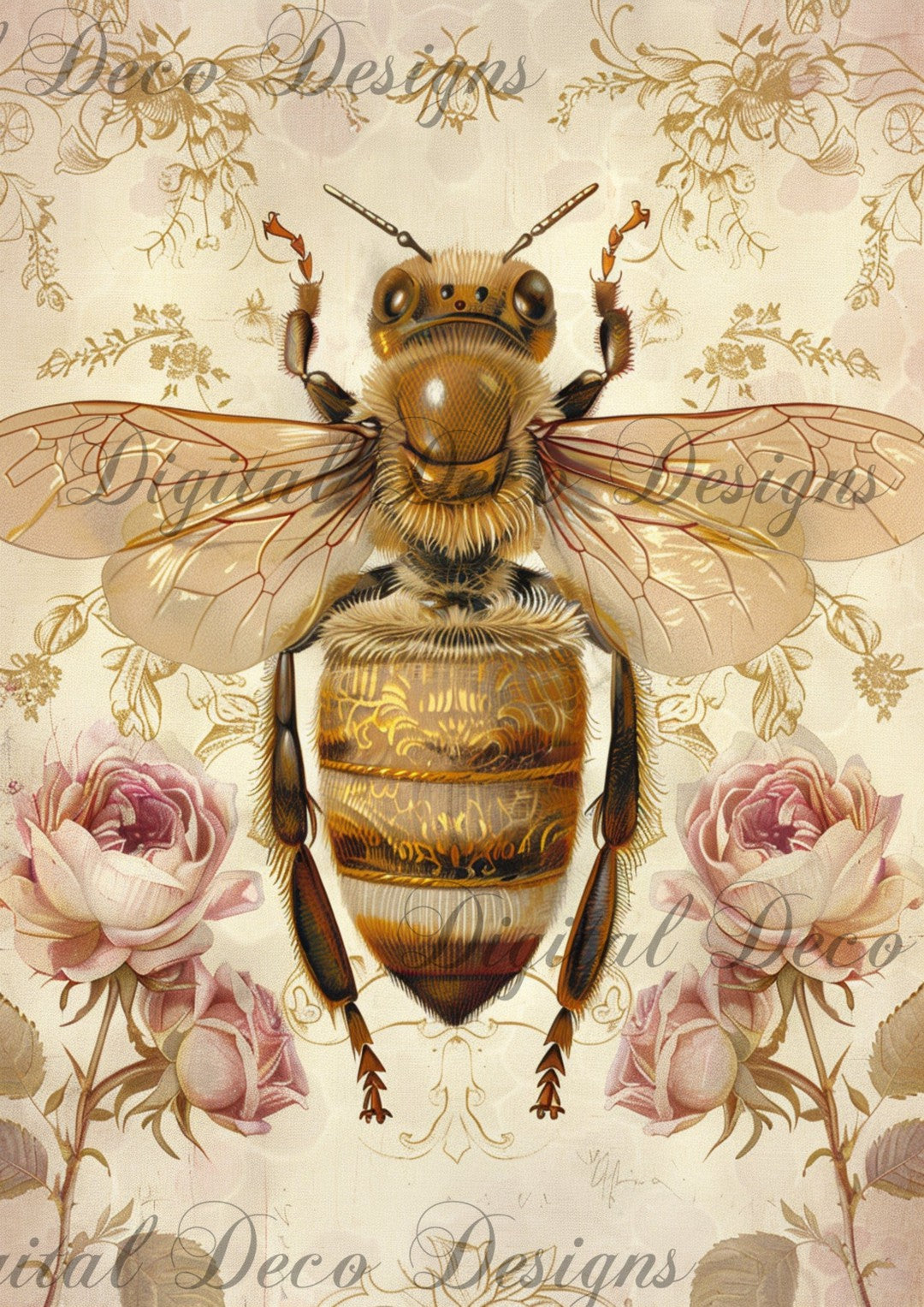 Fancy Bee 9 (#F074)-Digital Deco Designs