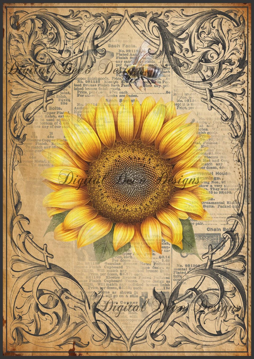 Bee A Sunflower 4 (#A023)-Digital Deco Designs