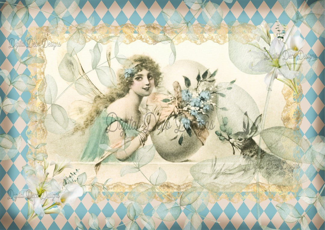 Blue Easter Fairy (#A035)-Digital Deco Designs
