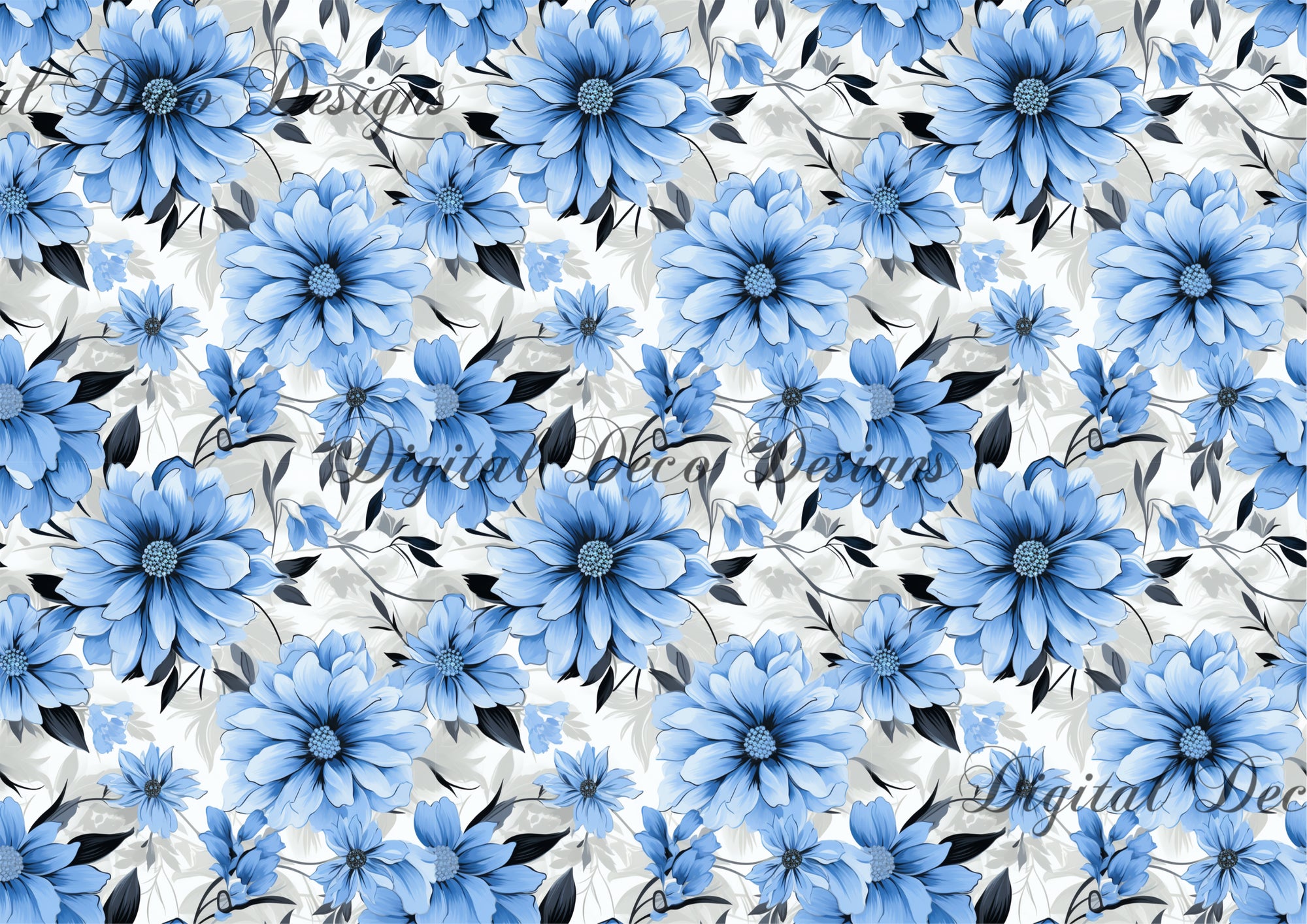 Blue Floral Pattern 2 (#A037)