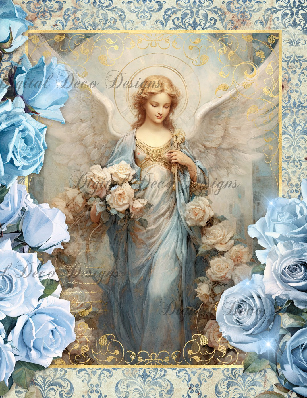 Blue Heavenly Angels 1 (Print Only) (#A038)-Digital Deco Designs