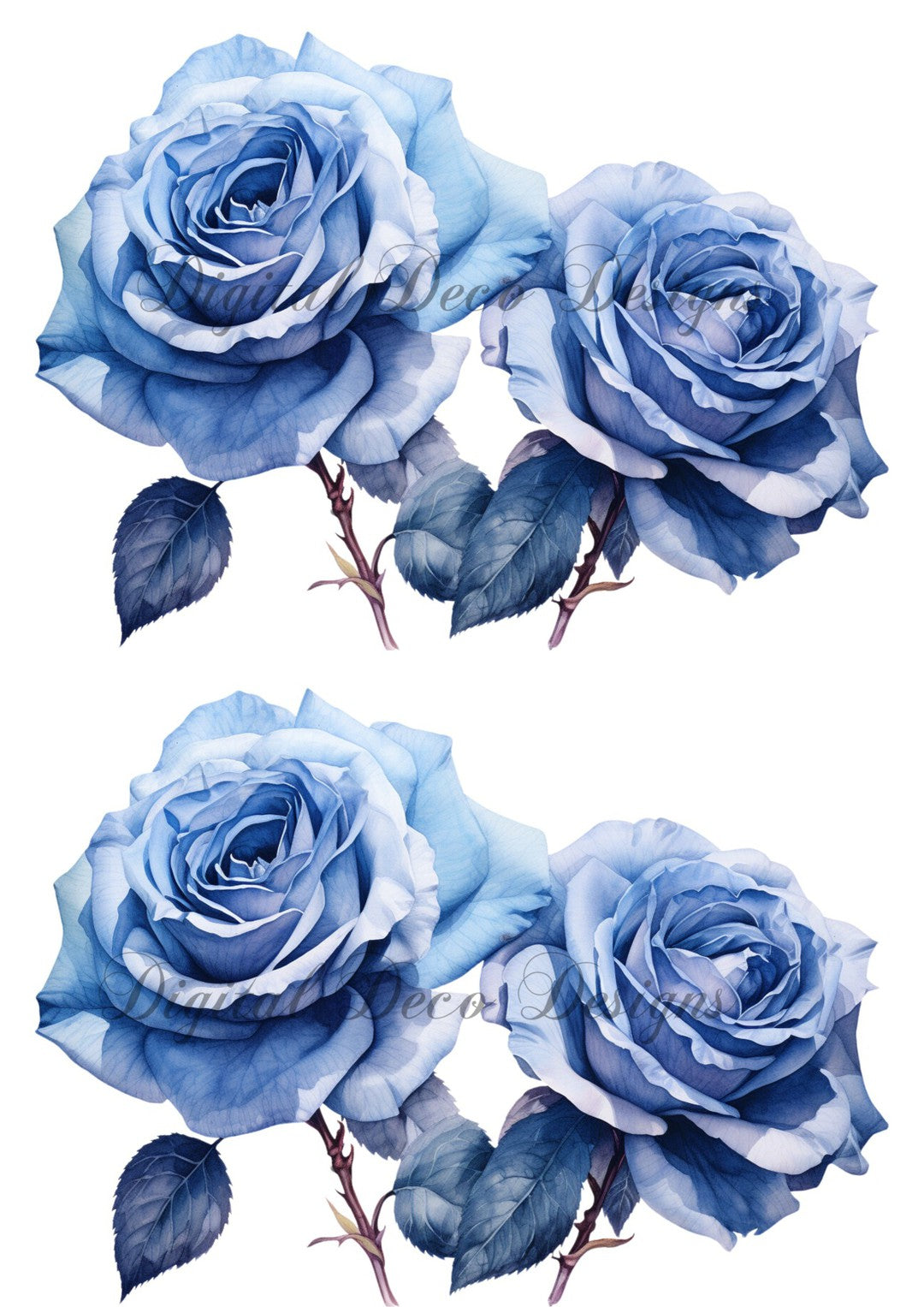 Blue Rose Bouquet Combo Duo 1 (#A044)-Digital Deco Designs