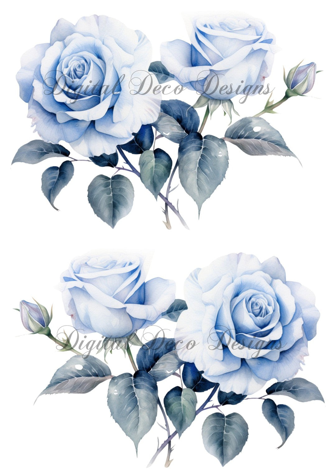 Blue Rose Bouquet Combo Duo 2 (#A045)-Digital Deco Designs