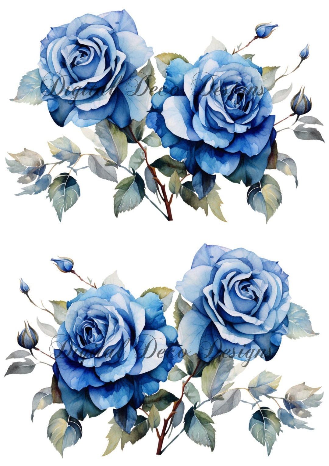 Blue Rose Bouquet Combo Duo 3 (#A046)-Digital Deco Designs