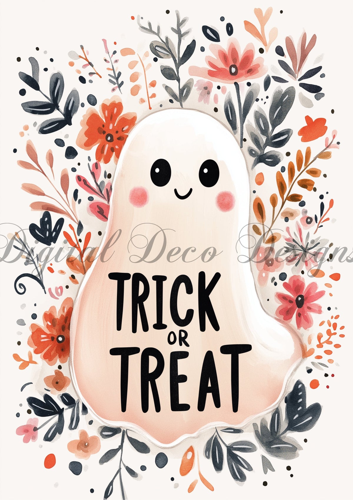 Boho Trick or Treat Ghost (#I072)-Digital Deco Designs