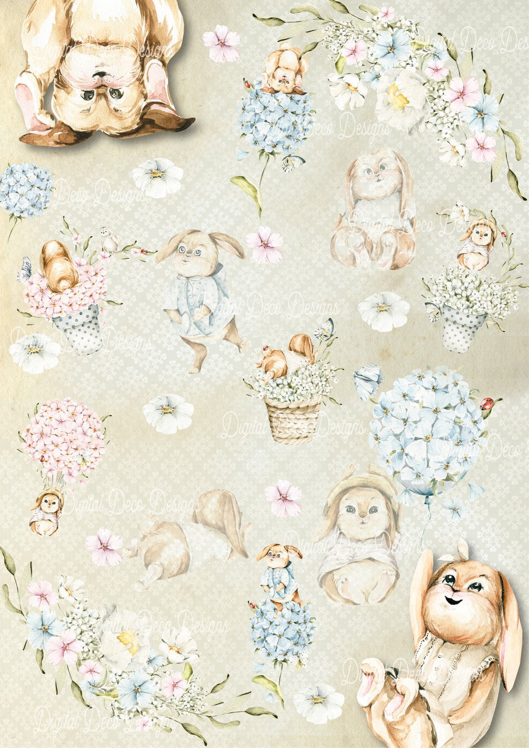 Bunny Dreams (#A058)-Decoupage Paper