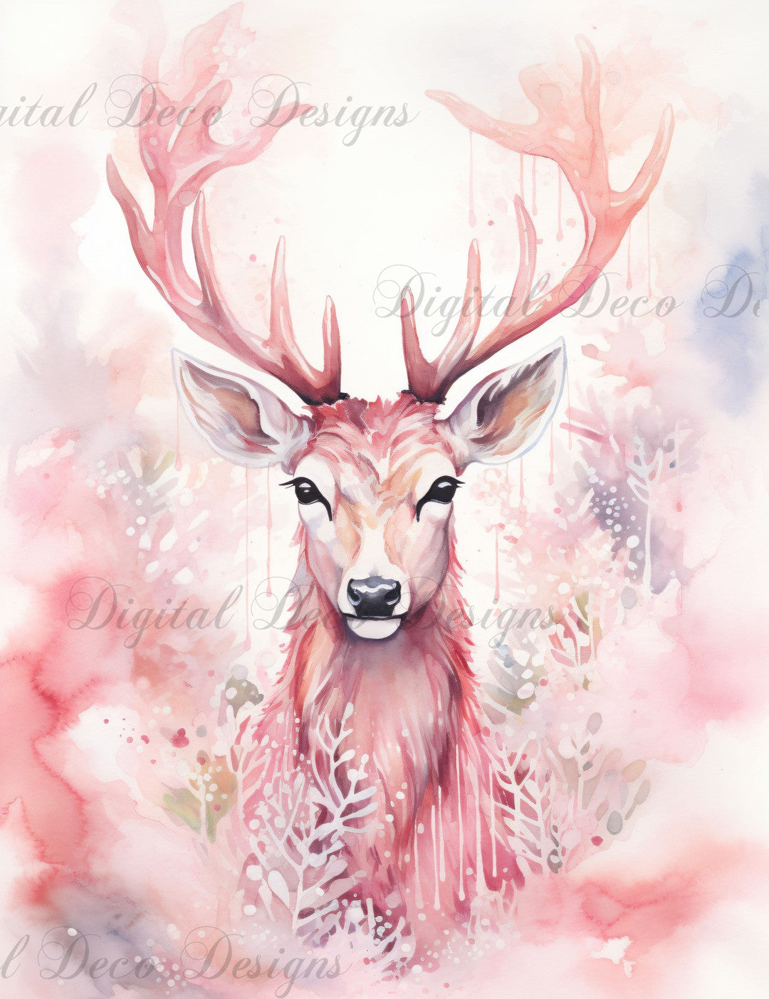 Pink Christmas Wonderland Reindeer 2 (#H055) (Exclusive Members Design)-Digital Deco Designs