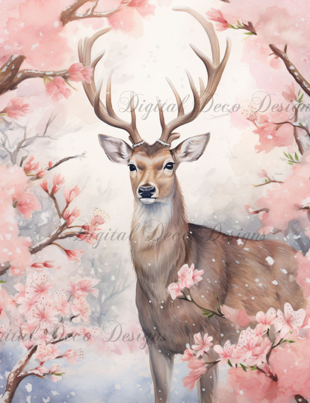 Pink Christmas Wonderland Reindeer 9 (#H062) (Exclusive Members Design)-Digital Deco Designs