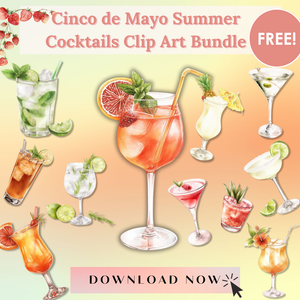 Cinco De Mayo Summer Cocktails Clip Art N056 (Digital Download Only)-Decoupage Paper