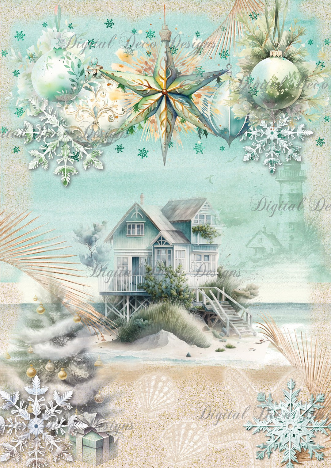 Coastal Christmas: Caribbean Sand (#B005)-Digital Deco Designs