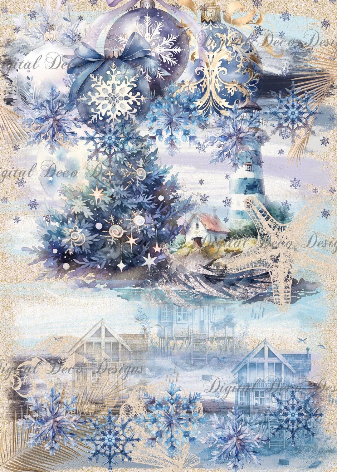 Coastal Christmas: Midnight Sand (#B006)-Digital Deco Designs