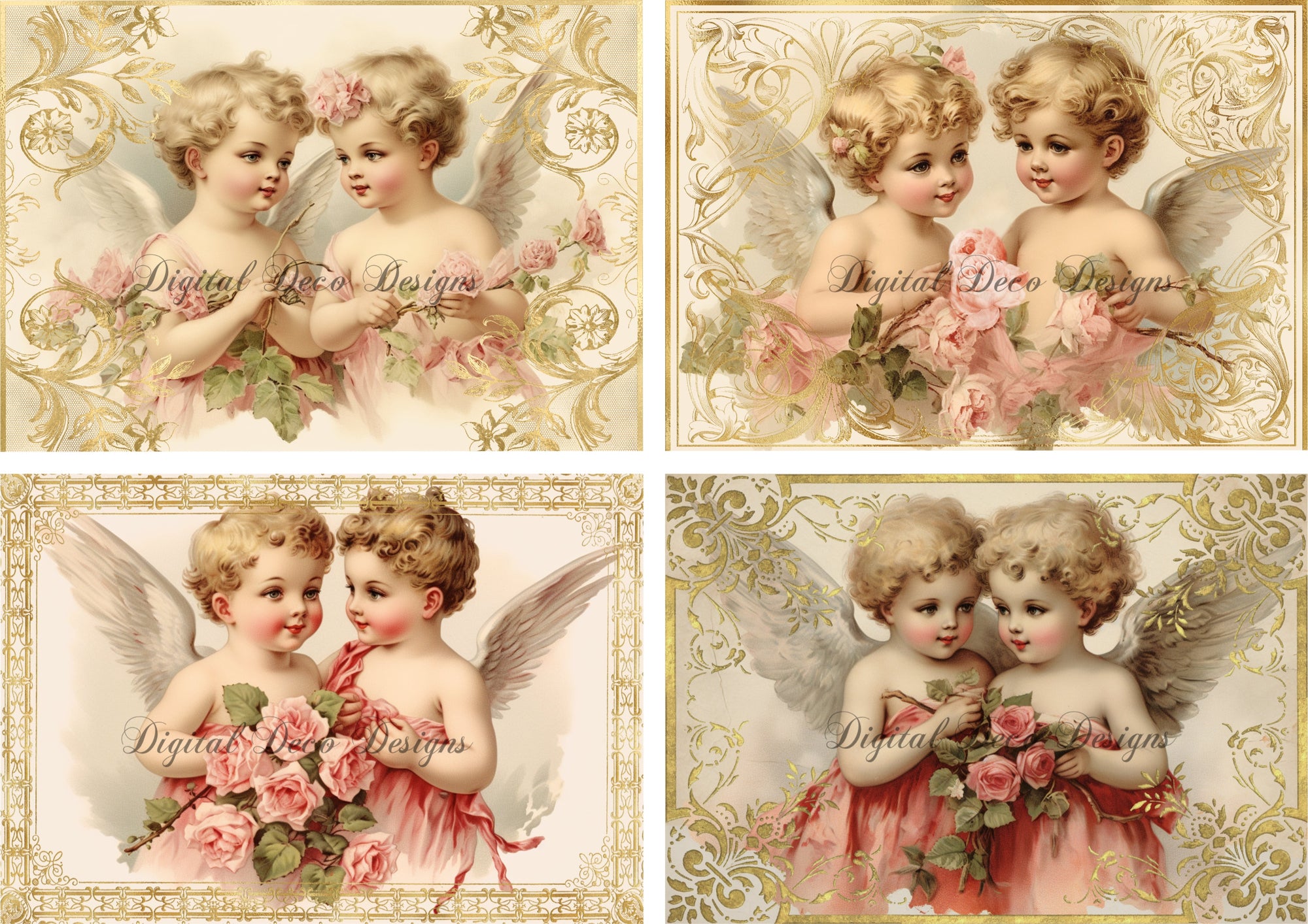 Cupid Amour Collage Sheet Rectangle Minis (Membership Digital Download) (#B022)