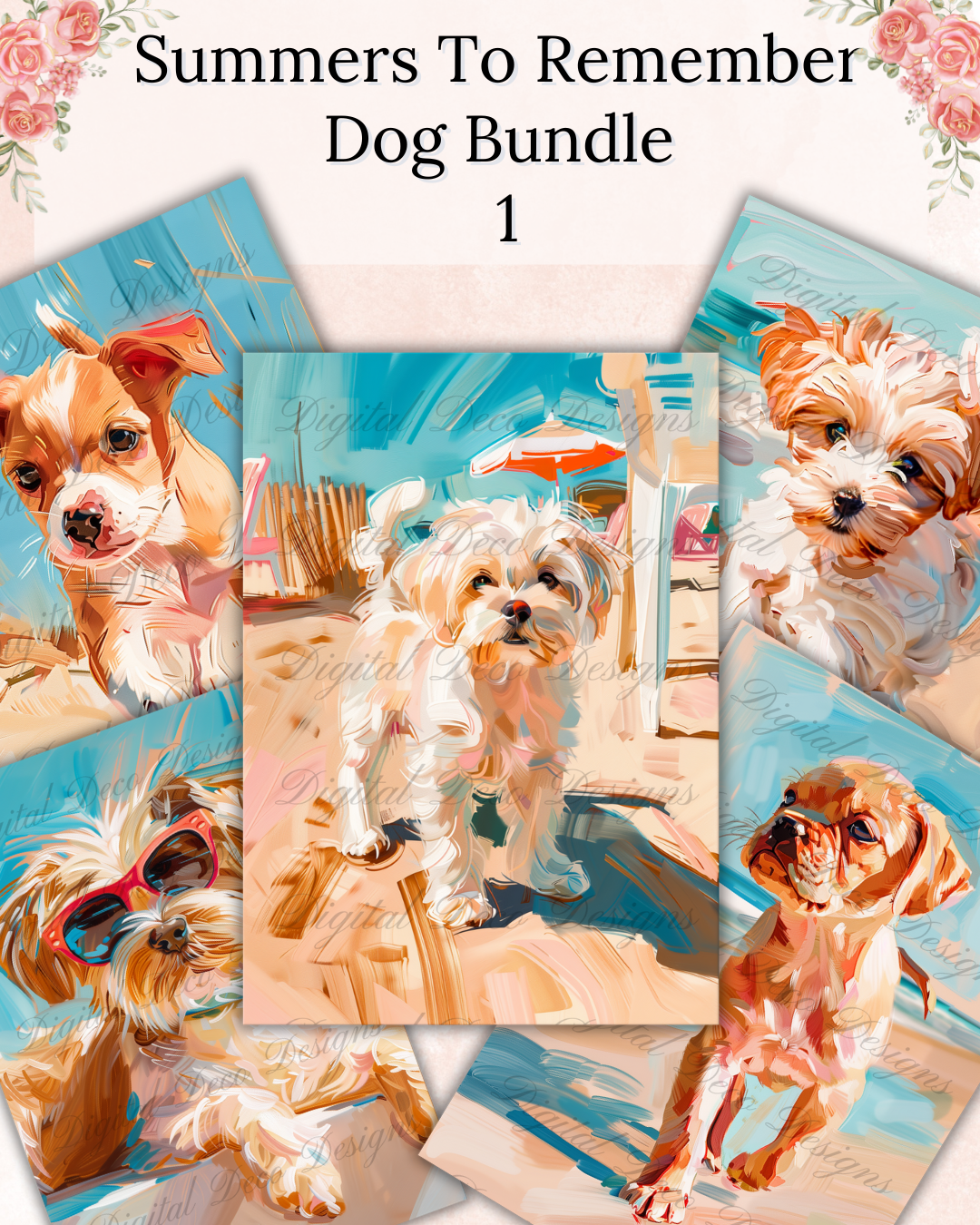 Sun, Sand, Shore: Summers To Remember (Dog Bundle 1) Z075-Decoupage Paper