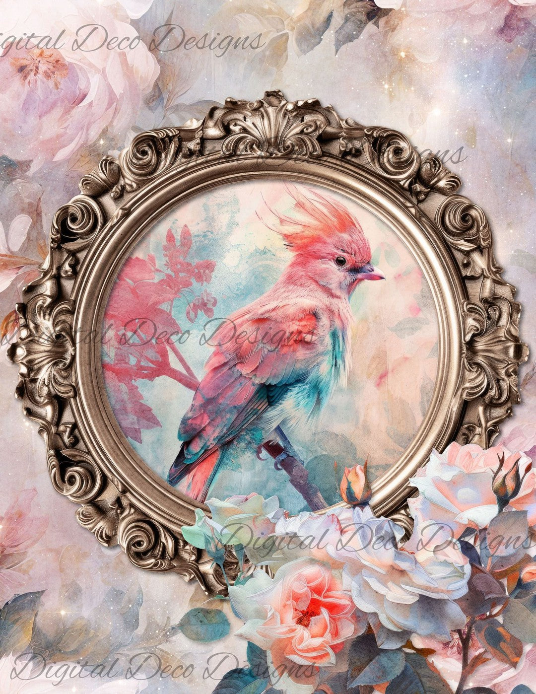 Dreamy Floral Birds 1 (Print Only) (#G086)-Digital Deco Designs