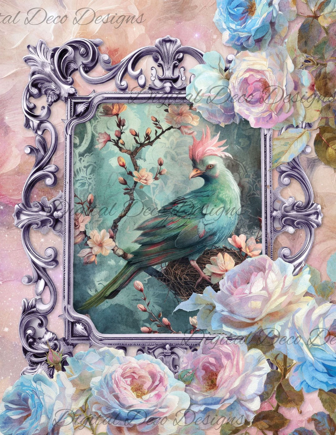 Dreamy Floral Birds 8 (Print Only) (#G093)-Digital Deco Designs