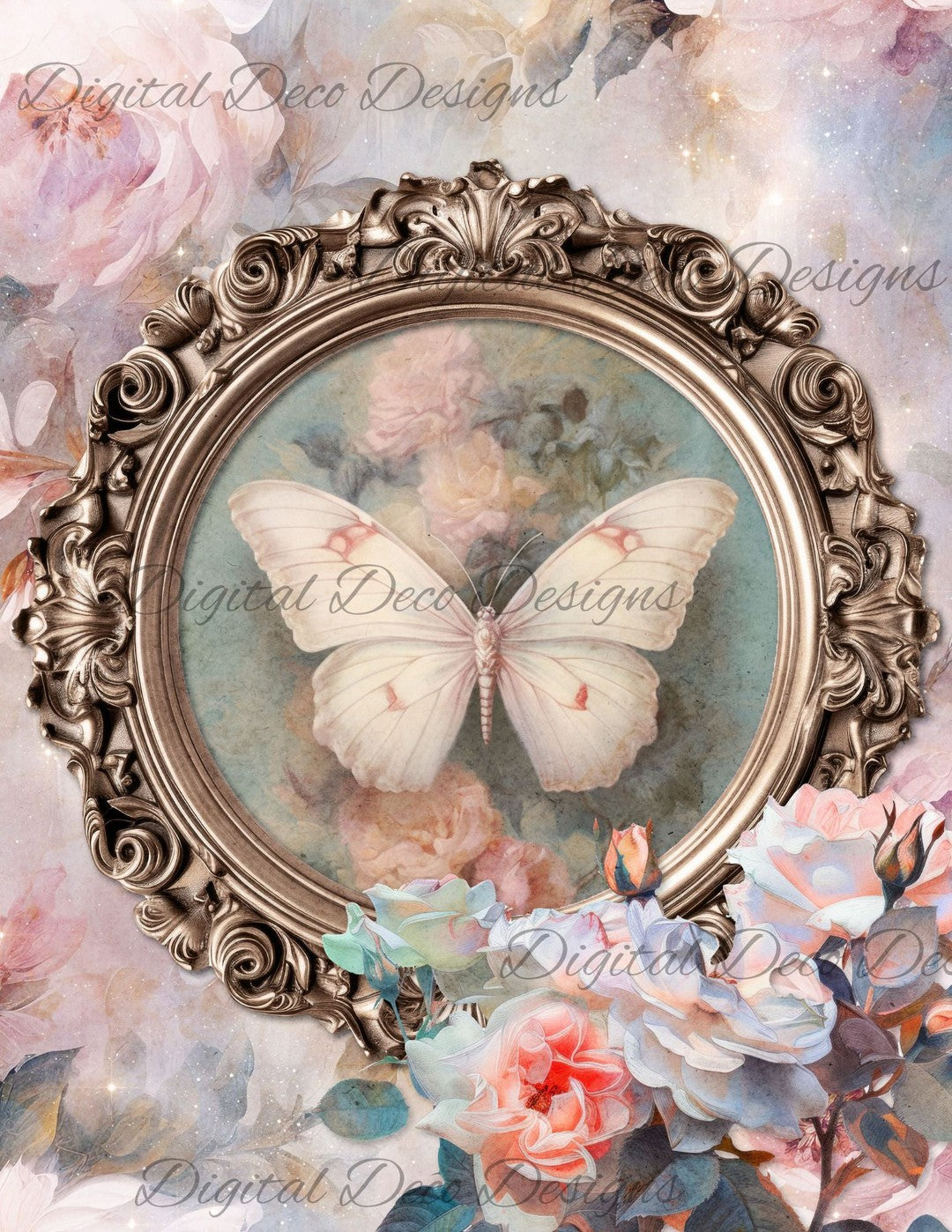 Dreamy Floral Butterfly 1 (Print Only) (#G094)-Digital Deco Designs