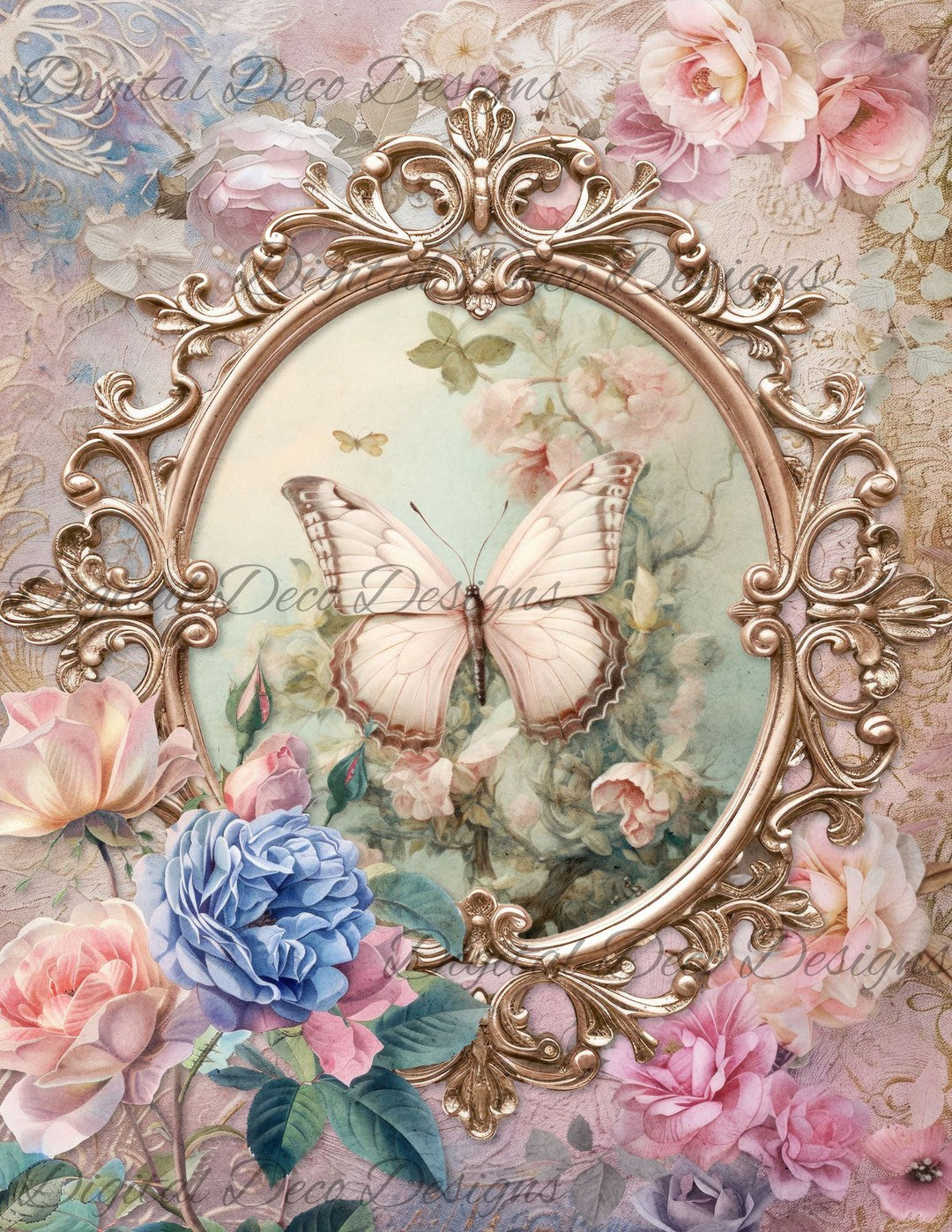 Dreamy Floral Butterfly 5 (Print Only) (#G098)-Digital Deco Designs