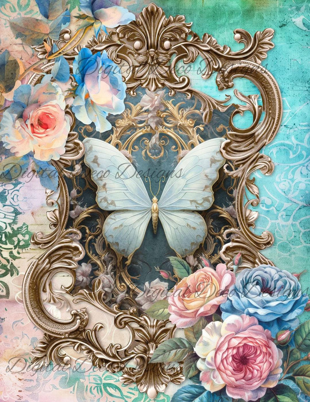 Dreamy Floral Butterfly 7 (Print Only) (#G100)-Digital Deco Designs