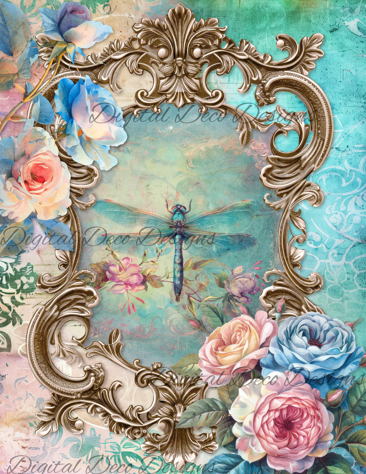 Dreamy Floral Dragonfly 7 (Print Only) (#H008)
