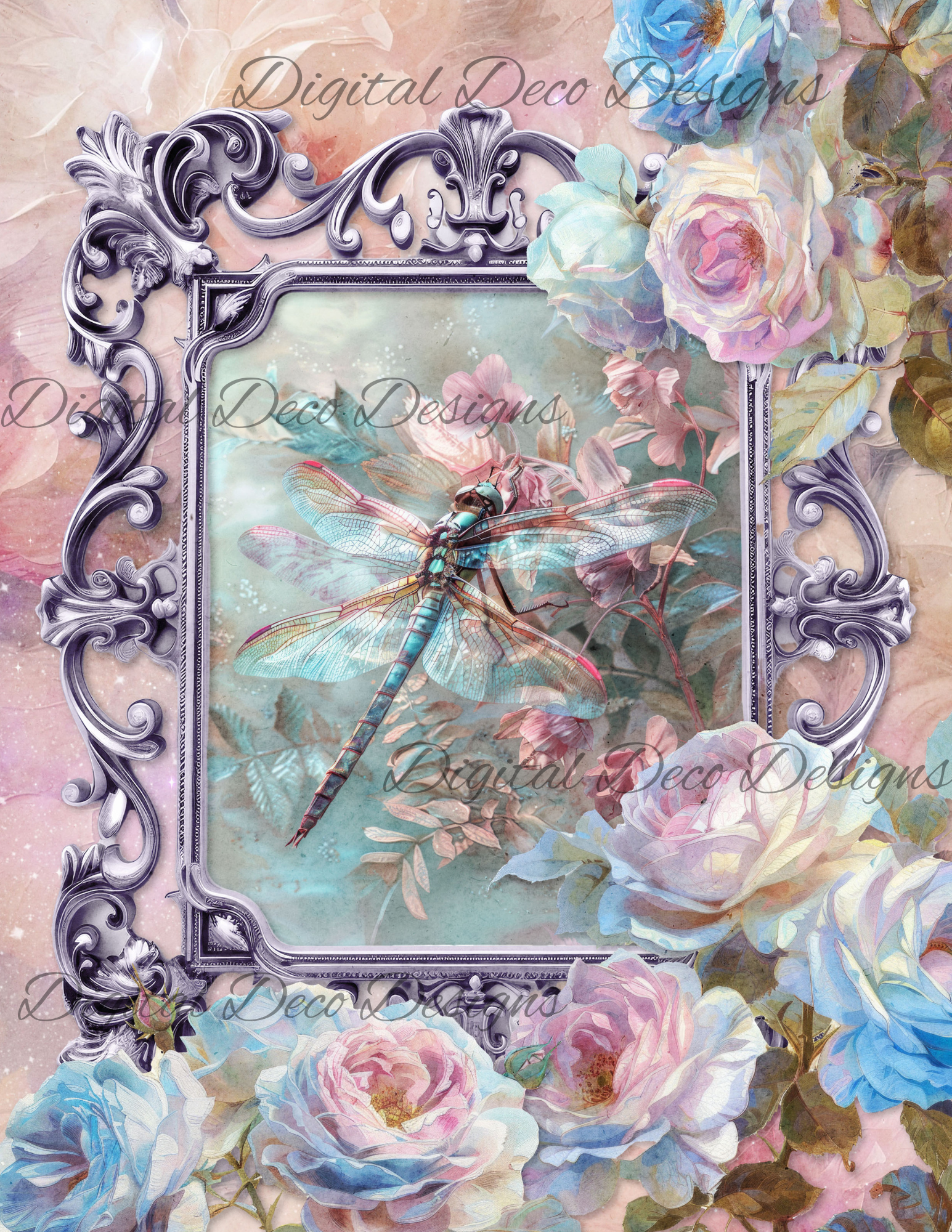 Dreamy Floral Dragonfly 8 (Print Only) (#H009)