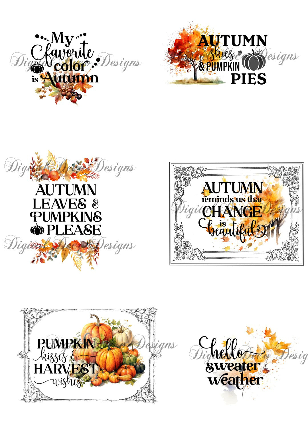 Fall Sentiments Collage 1 (#B038)-Digital Deco Designs