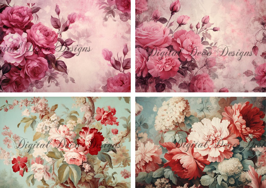 Floral Backgrounds Collage Sheet 2 (#G017)-Digital Deco Designs