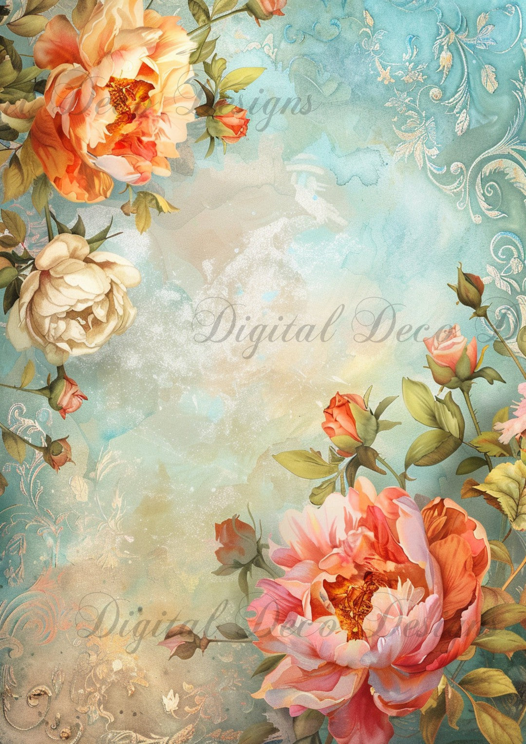 Fluorescent Florals 2 (#G001)-Digital Deco Designs