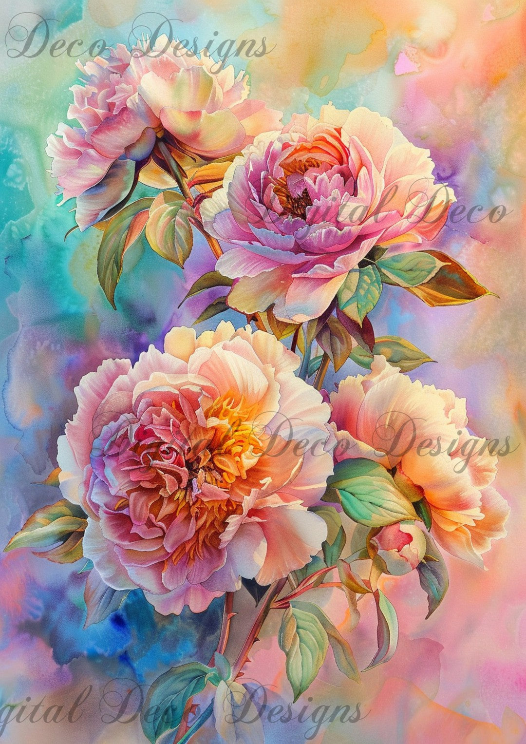 Fluorescent Florals 3 (#G002)-Digital Deco Designs