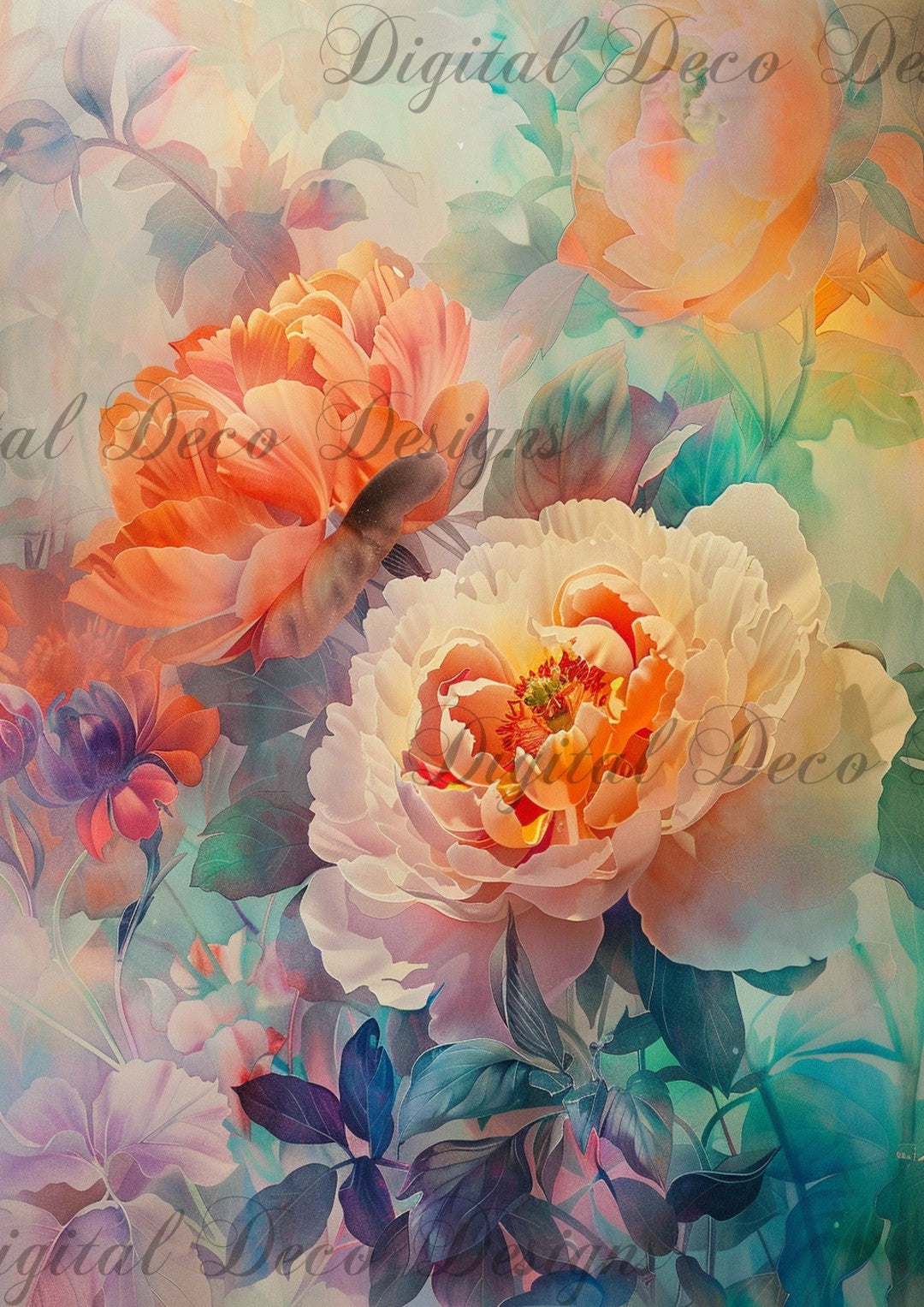 Fluorescent Florals 5 (#G004)-Digital Deco Designs