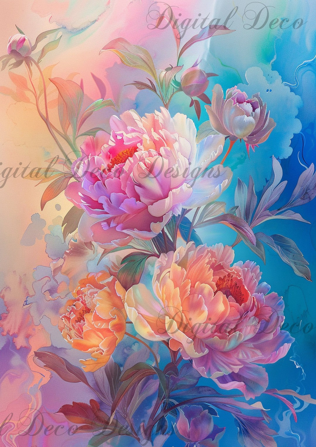 Fluorescent Florals 6 (#G005)-Digital Deco Designs