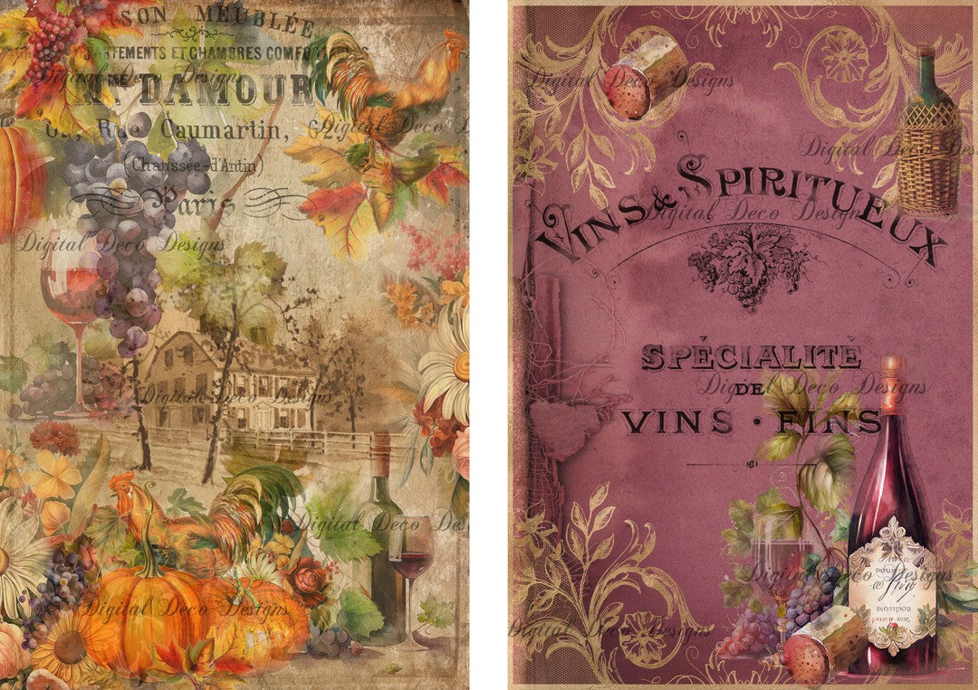 French Red Wine Duo Combo Minis (#B058)-Digital Deco Designs