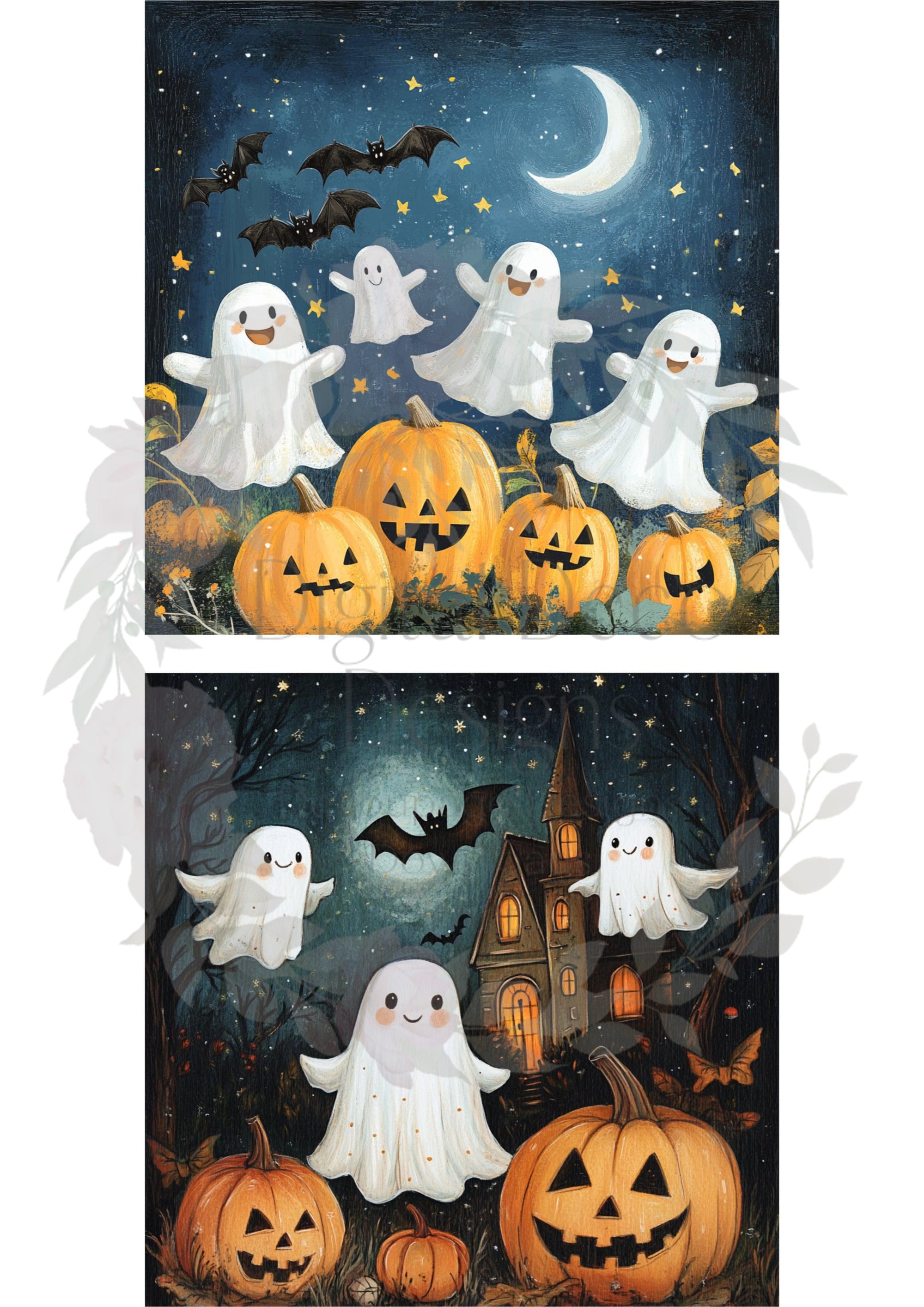 Friendly Ghosts Combo (#I065)-Decoupage Paper