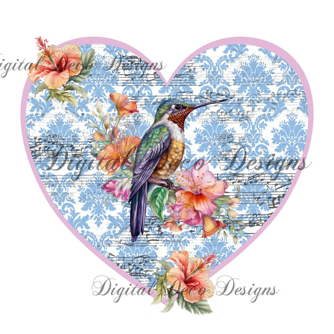 Heart of a Hummingbird 2 (#B081)-Digital Deco Designs