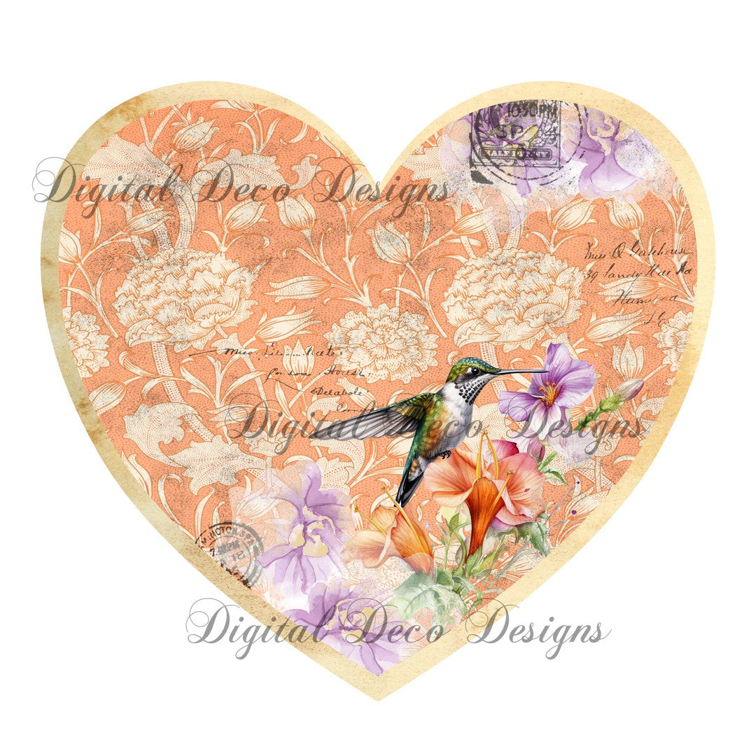 Heart of a Hummingbird 3 (#B082)-Digital Deco Designs