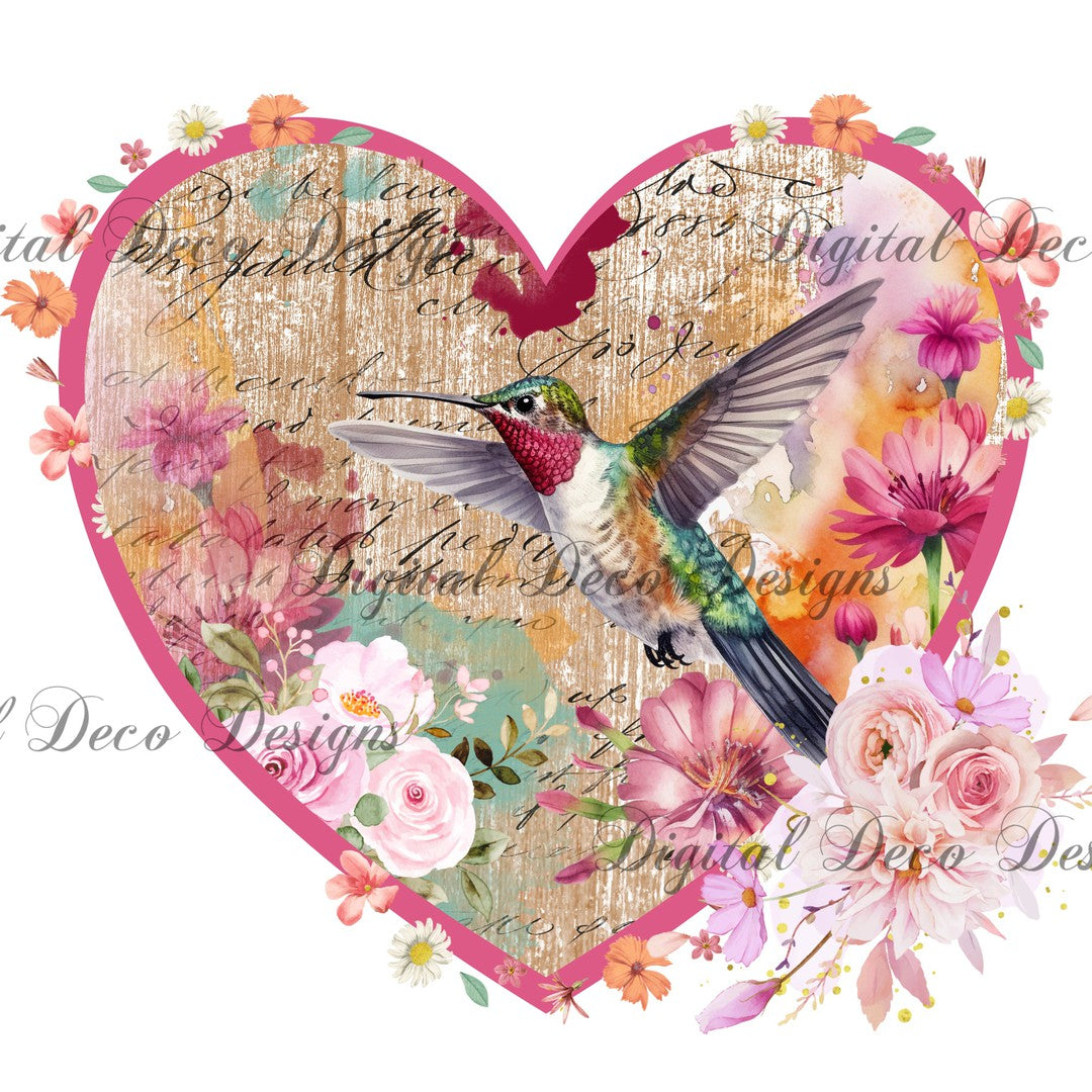 Heart of a Hummingbird 5 (#B084)-Digital Deco Designs