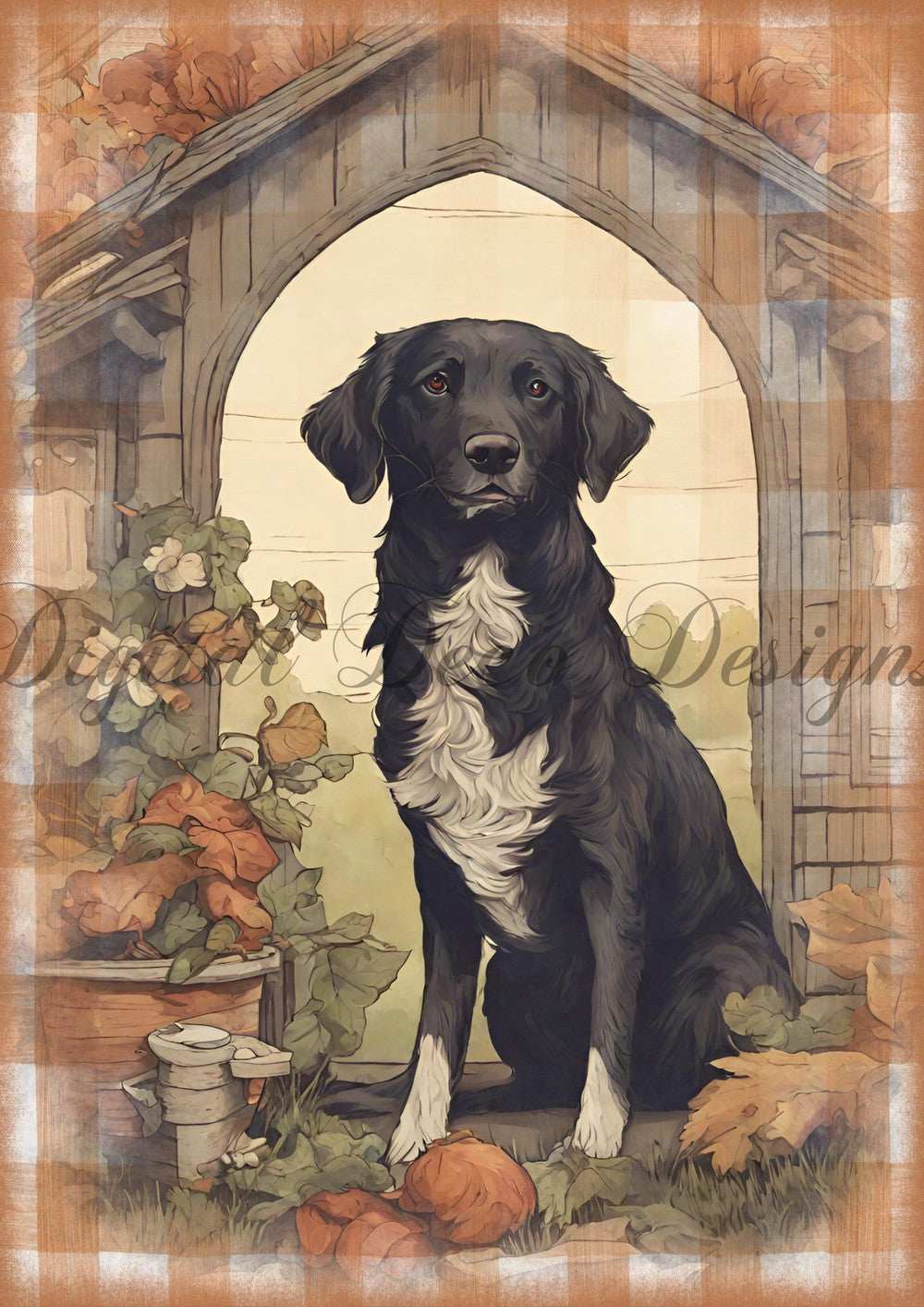 Hello Autumn Backyard Pup (#I001)-Decoupage Paper