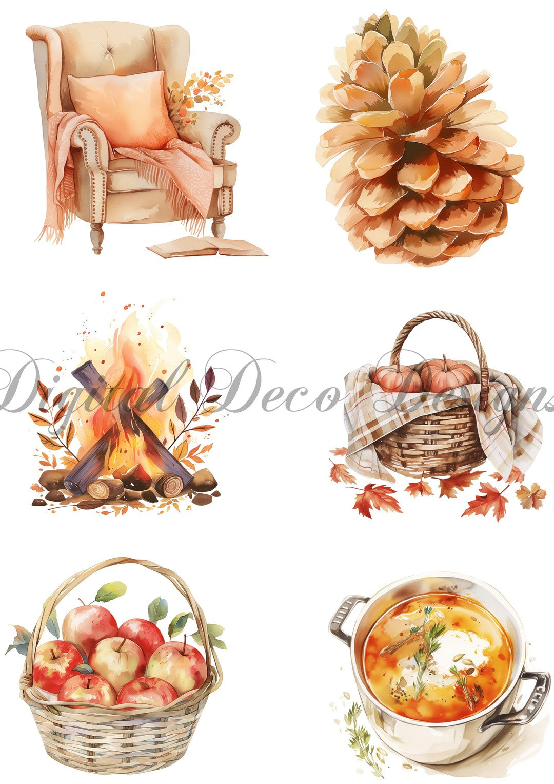 Hello Autumn Ephemera Collage 1 (#I037)-Digital Deco Designs