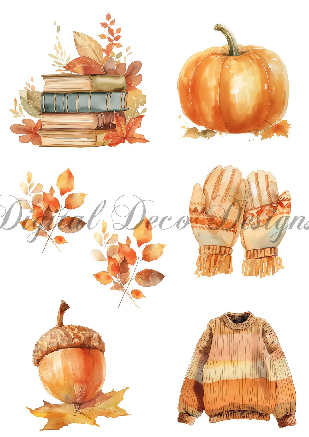 Hello Autumn Ephemera Collage 2 (#I038)-Digital Deco Designs