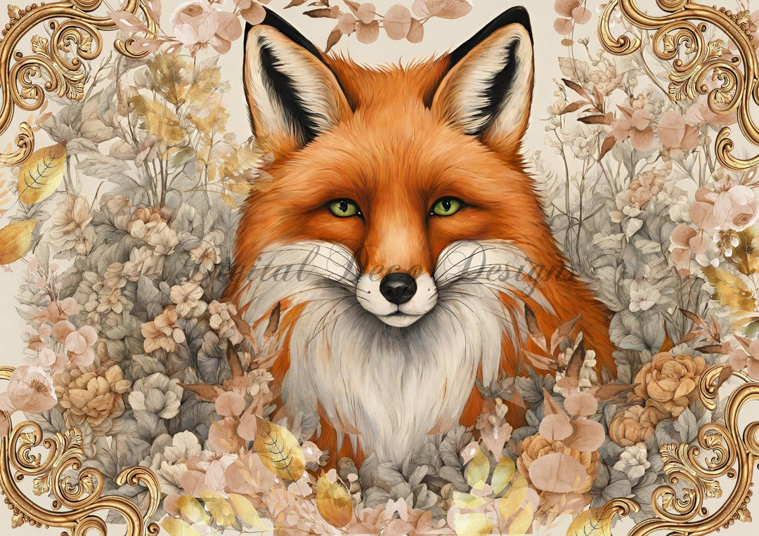 Hello Autumn Fox 3 (#H083)-Digital Deco Designs