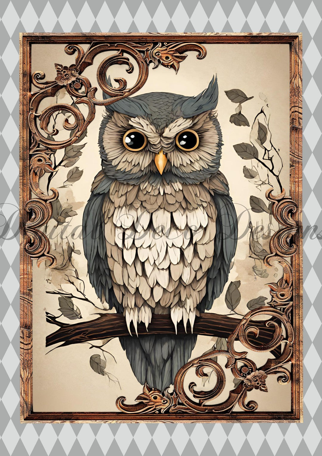 Hello Autumn Framed Owl (#H099)-Digital Deco Designs