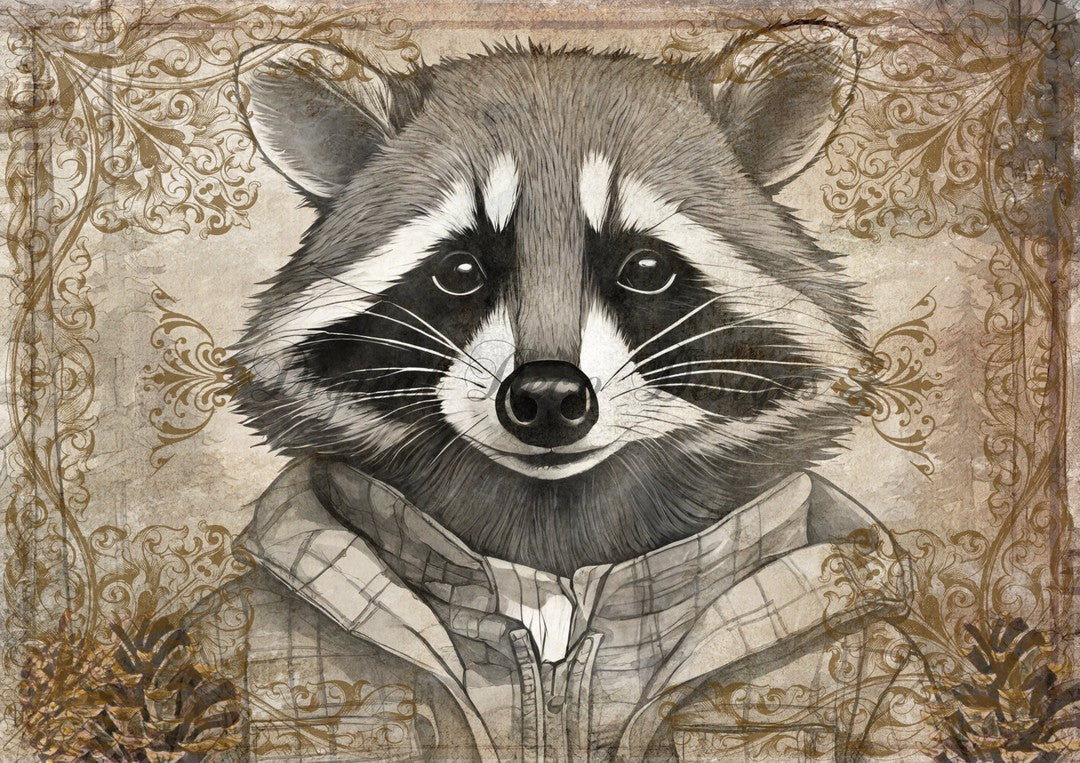 Hello Autumn Racoon 2 (#H090)-Digital Deco Designs