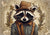 Hello Autumn Racoon 4 (#H092)-Decoupage Paper