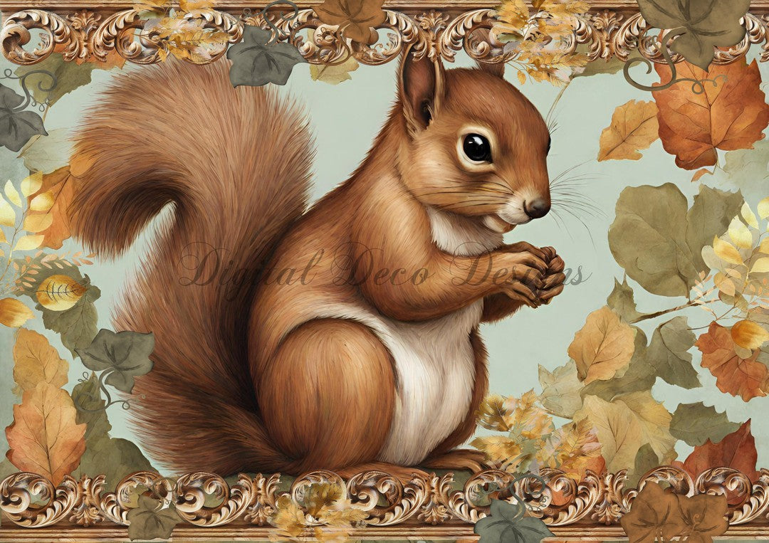 Hello Autumn Squirrel 3 (#H087)-Digital Deco Designs