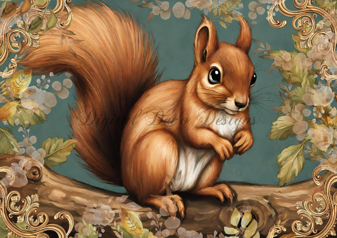 Hello Autumn Squirrel 4 (#H088)-Digital Deco Designs