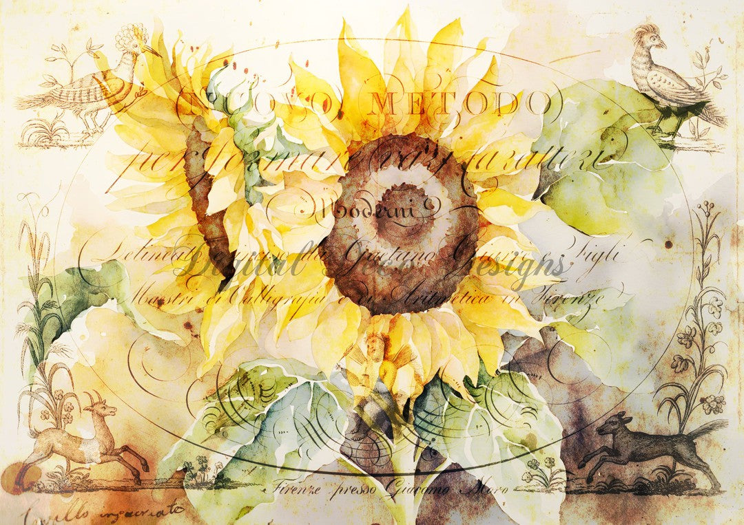 Hello Autumn Vintage Sunflowers 2 (#I003)-Decoupage Paper