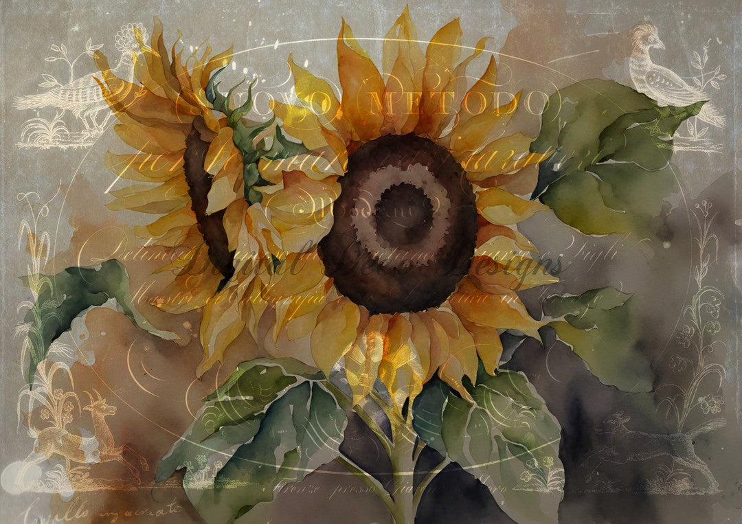 Hello Autumn Vintage Sunflowers 3 (#I004)-Digital Deco Designs