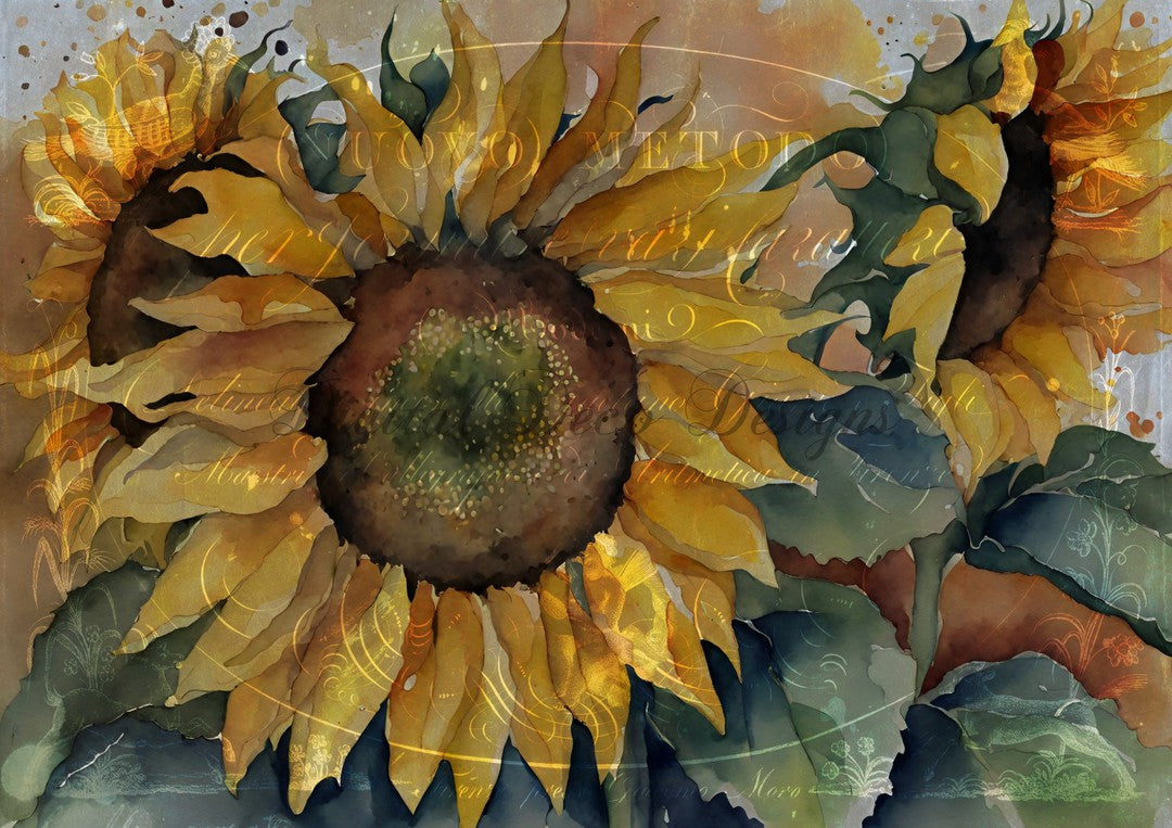 Hello Autumn Vintage Sunflowers 4 (#I005)-Digital Deco Designs