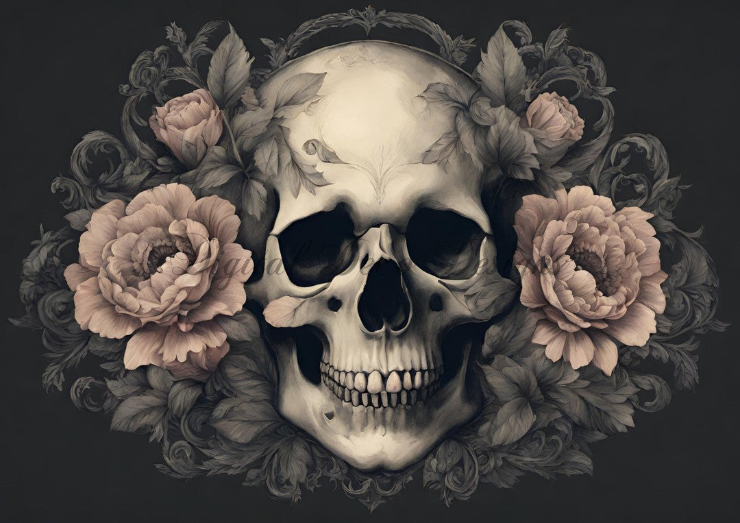 Hello Halloween Floral Skull (#I015)-Digital Deco Designs